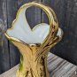 Vintage Holley Ross Distinguished China 22k Weeping Gold Handled Basket Vase USA