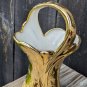Vintage Holley Ross Distinguished China 22k Weeping Gold Handled Basket Vase USA