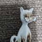 2 Vintage MCM White W Brown Spots Long Neck Cat Brooches Siamese Twins About 2"