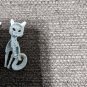 2 Vintage MCM White W Brown Spots Long Neck Cat Brooches Siamese Twins About 2"