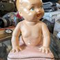 True Vintage 50s Chalkware Piano Baby - Poured Painted plaster baby girl Rare
