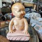 True Vintage 50s Chalkware Piano Baby - Poured Painted plaster baby girl Rare