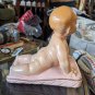 True Vintage 50s Chalkware Piano Baby - Poured Painted plaster baby girl Rare