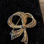 Marked Sterling Intricate Gold Toned Ribbon Pin Brooch