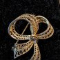 Marked Sterling Intricate Gold Toned Ribbon Pin Brooch