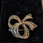 Marked Sterling Intricate Gold Toned Ribbon Pin Brooch