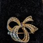 Marked Sterling Intricate Gold Toned Ribbon Pin Brooch