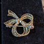 Marked Sterling Intricate Gold Toned Ribbon Pin Brooch