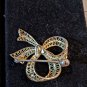 Marked Sterling Intricate Gold Toned Ribbon Pin Brooch