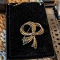Marked Sterling Intricate Gold Toned Ribbon Pin Brooch