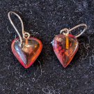 Vintage Sterling Amber Heart Earings