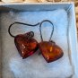 Vintage Sterling Amber Heart Earings