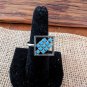 Unique Square Silver Tone And Turquoise Ring Size 8