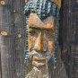 Slender Elongated Primitive Bearded Real Wood Carved Man Mask Wall Hanging 2 Ft