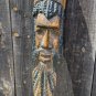Slender Elongated Primitive Bearded Real Wood Carved Man Mask Wall Hanging 2 Ft