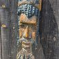 Slender Elongated Primitive Bearded Real Wood Carved Man Mask Wall Hanging 2 Ft