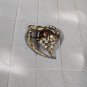 Beautiful Vintage 1950s Rhinestone And Enamel Golden Brooch