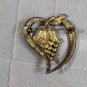 Beautiful Vintage 1950s Rhinestone And Enamel Golden Brooch