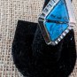 Large Turquoise Over Silver Tone Cocktail Ring Size Seven