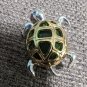 Metal And Green Glass Turtle Brooch Silver And Gold Tone