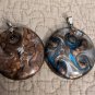 Two 18k GP Round Swirl Glass 2" Diameter Pendants