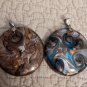 Two 18k GP Round Swirl Glass 2" Diameter Pendants