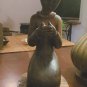 Vintage Solid Wood Beautiful Young Meditating Woman Statue 17"X8" With Wood Base