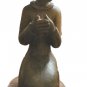 Vintage Solid Wood Beautiful Young Meditating Woman Statue 17"X8" With Wood Base