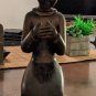 Vintage Solid Wood Beautiful Young Meditating Woman Statue 17"X8" With Wood Base