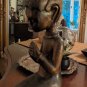 Vintage Solid Wood Beautiful Young Meditating Woman Statue 17"X8" With Wood Base