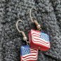 Wood Block American Flag Earings