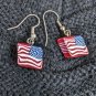 Wood Block American Flag Earings