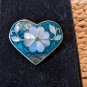 Vintage Alpaca Mexico Enameled Green And White Abellon Pin 1.25" Brooch