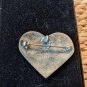 Vintage Alpaca Mexico Enameled Green And White Abellon Pin 1.25" Brooch