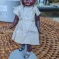 Vintage African Girl Stringed-Plastic  Figurine On Stand 3.5" In White Dress