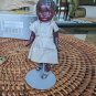 Vintage African Girl Stringed-Plastic Figurine On Stand 3.5" In White Dress