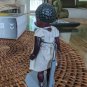 Vintage African Girl Stringed-Plastic Figurine On Stand 3.5" In White Dress
