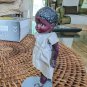Vintage African Girl Stringed-Plastic Figurine On Stand 3.5" In White Dress