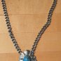 Vntg Silver Tone Necklace Concho Turquoise Pendant Southwestern Heavy 18"