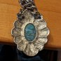 Vntg Silver Tone Necklace Concho Turquoise Pendant Southwestern Heavy 18"