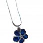 Sapphire Blue And Crystal Clear Rhinestones Flower Necklace