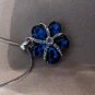 Sapphire Blue And Crystal Clear Rhinestones Flower Necklace
