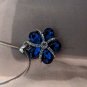 Sapphire Blue And Crystal Clear Rhinestones Flower Necklace