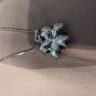 Sapphire Blue And Crystal Clear Rhinestones Flower Necklace
