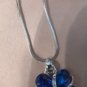 Sapphire Blue And Crystal Clear Rhinestones Flower Necklace