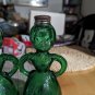 RARE Merry Maids Green Glass Salt &Pepper Shakers Vintage
