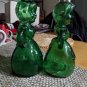 RARE Merry Maids Green Glass Salt &Pepper Shakers Vintage