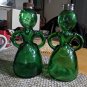 RARE Merry Maids Green Glass Salt &Pepper Shakers Vintage
