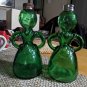 RARE Merry Maids Green Glass Salt &Pepper Shakers Vintage