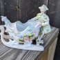 Vintage German Bisque Porcelain Figurine Vase Lady with Sleigh Sled Dragon